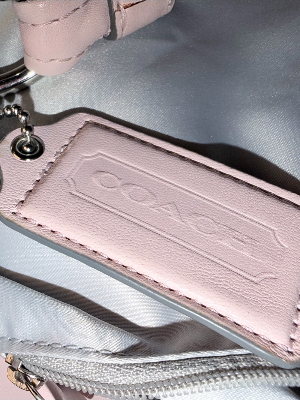 Coach 16787 Soft Pale Pink Leather Shoulder Bag with Chain Detail - Picture 9 of 15